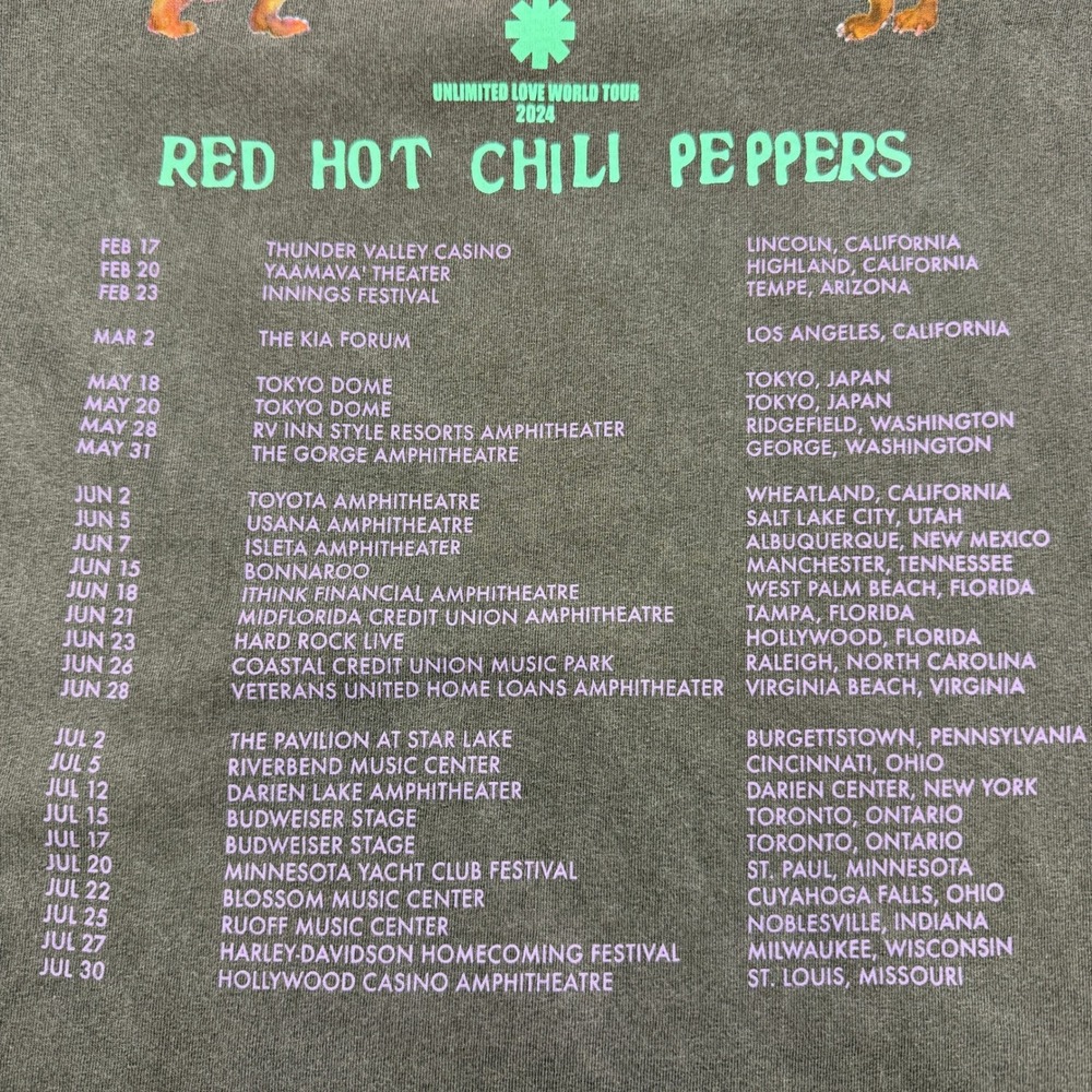 Red Hot Chili Peppers Unlimited Love World Tour 2024 Tee Shirt Mens XL Grey RHCP - Picture 5 of 10